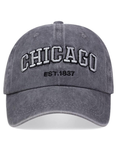 Gorra Vintage Chicago UMiCHOi Unisex Ajustable 3D Gris Gorra Vintage Chicago UMiCHOi Unisex Ajustable 3D Gris