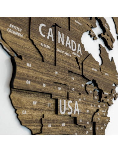 Mapa Mundial de Madera 3D Multicapa Betül 77.5x62.9 cm