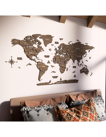 Mapa Mundial de Madera 3D Multicapa Betül 77.5x62.9 cm Mapa Mundial de Madera 3D Multicapa Betül 77.5x62.9 cm