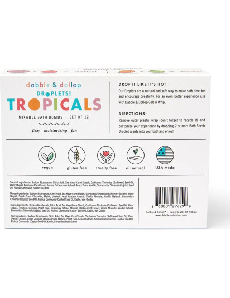 Bolas de Baño Dabble & Dollop Tropicales 100% Naturales Set 12 Bolas de Baño Dabble & Dollop Tropicales 100% Naturales Set 12