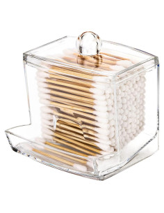 Dispensador de Qtip Tbestmax 10oz Organizador Baño Claro