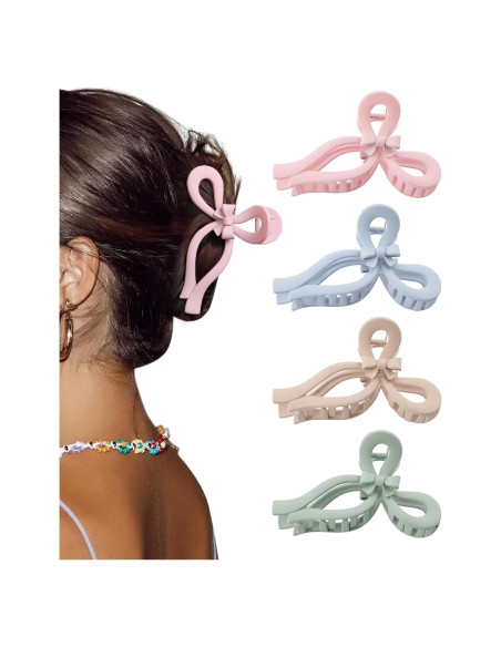 4 Clips de Pelo con Lazo AWAYTR para Mujeres - 13 cm 4 Clips de Pelo con Lazo AWAYTR para Mujeres - 13 cm
