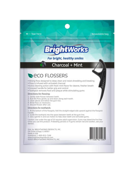Palillos de Hilo Sostenibles Brightworks - 225 Unidades - Menta y Carbón Palillos de Hilo Sostenibles Brightworks - 225 Unidades - Menta y Carbón