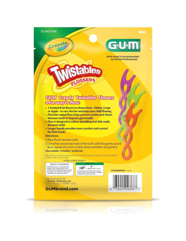 Hilos Dentales para Niños GUM Crayola - 90 Unidades Sabores Frutas