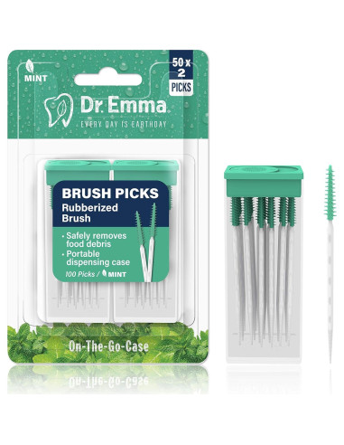 Palillos Dentales Dr. Emma de Goma Menta - 2 Paquetes de 100