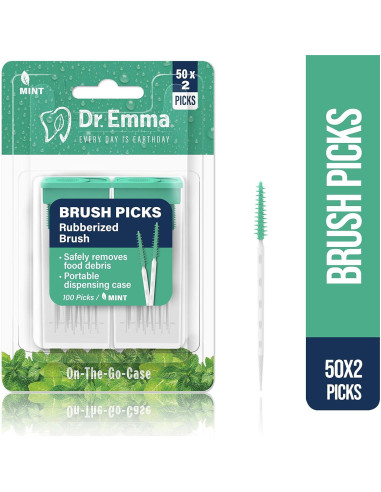 Palillos Dentales Dr. Emma de Goma Menta - 2 Paquetes de 100