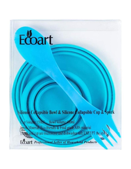 Juego de Tazas y Cuencos Plegables Ecoart - Silicona Azul Juego de Tazas y Cuencos Plegables Ecoart - Silicona Azul