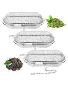 Infusores de Té Hoolerry 3 Pcs Acero Inoxidable Ovalados 10.8 cm