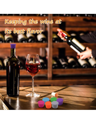 12 Tapones de Silicona para Vino DXMWWTP - Reutilizables y Coloridos