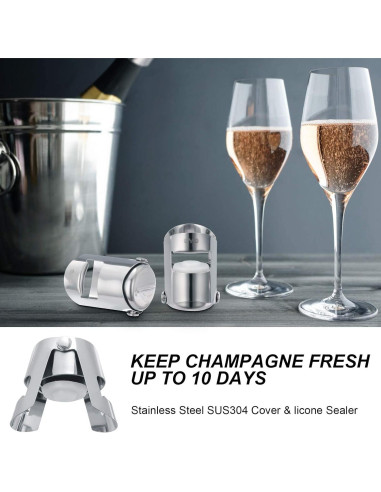 Tapones para Botellas de Champán OWO Acero Inoxidable 2 Pzs