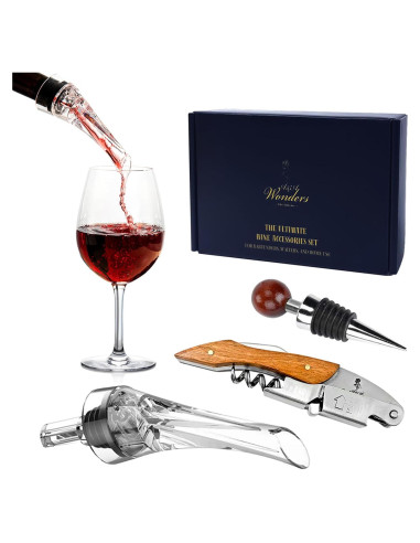 Juego de Accesorios para Vino A&A Wonders - Sacacorchos 3 en 1, Vertedor Aerador y Decantador
