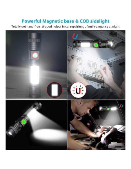 Linterna LED Recargable Hoxida 2000 Lúmenes Imán 2 Pzas Linterna LED Recargable Hoxida 2000 Lúmenes Imán 2 Pzas