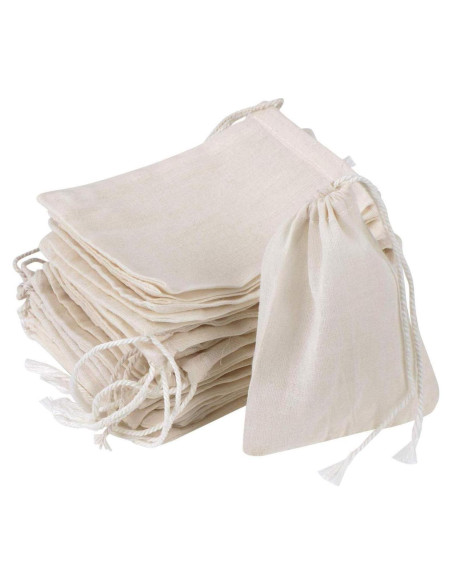 20 Bolsas de Muselina Reutilizables GIYOMI 15x10 cm Algodón Natural 20 Bolsas de Muselina Reutilizables GIYOMI 15x10 cm Algodón Natural