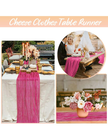 Caminito de Mesa de Gasa de Queso Rosa Fucsia 6 Paquete 3 m