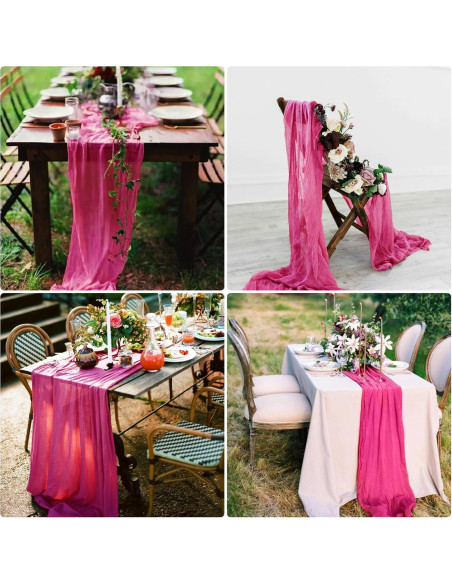 20 Corredores de Mesa de Gasa Rosa Fucsia 58.5x300 cm 20 Corredores de Mesa de Gasa Rosa Fucsia 58.5x300 cm