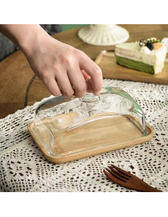 Plato de Mantequilla de Vidrio Resomoo con Tapa 17.8x11.9cm 2