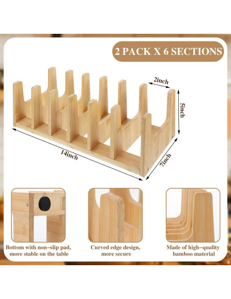 Soporte para Ollas y Sartenes de Bambú Suclain - 2 Piezas Soporte para Ollas y Sartenes de Bambú Suclain - 2 Piezas