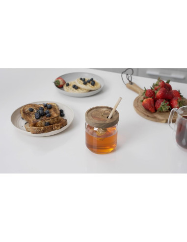 Tarro de Miel de Vidrio Dstuff 255ml con Tapa de Acacia y Cucharilla