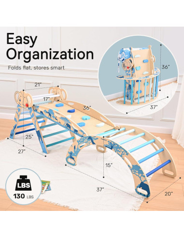 Conjunto de Escalada Pikler Wingyz 8 en 1 Azul - Juguetes Montessori