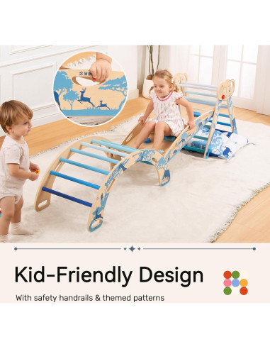 Conjunto de Escalada Pikler Wingyz 8 en 1 Azul - Juguetes Montessori