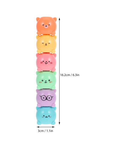 Marcadores Fluorescentes en Forma de Oso MAGICLULU 6 Pcs