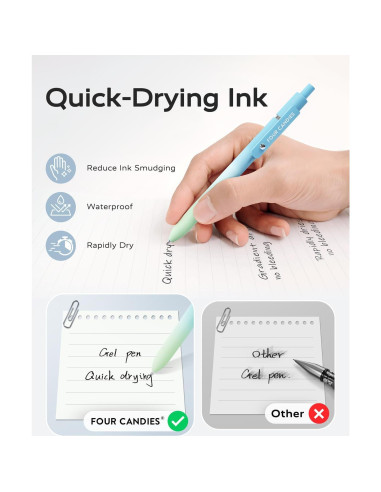 Bolígrafos Gel Cuatro Caramelos 5 Pcs 0.7mm Tinta Negra