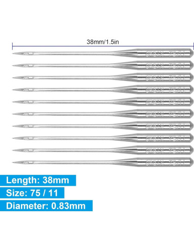 50 Agujas de Máquina de Coser Brother 75/11 para Bordado