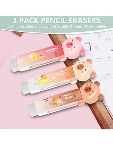 Juego de Papelería Kawaii Daphilly 6 Piezas Capibara Rosa