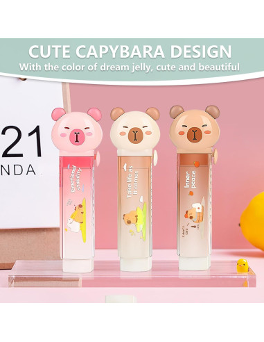 Juego de Papelería Kawaii Daphilly 6 Piezas Capibara Rosa