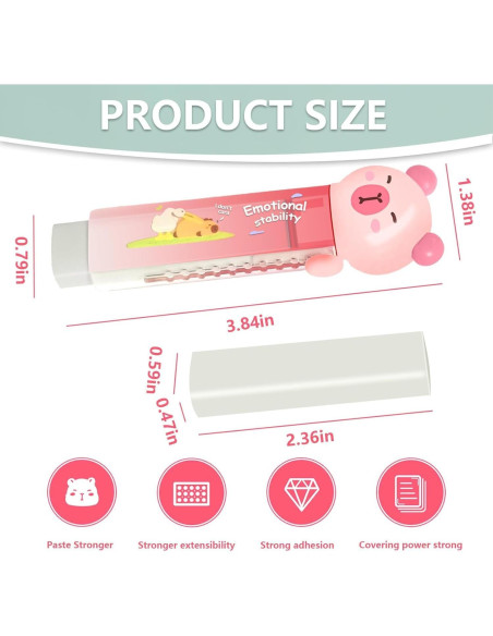 Juego de Papelería Kawaii Daphilly 6 Piezas Capibara Rosa Juego de Papelería Kawaii Daphilly 6 Piezas Capibara Rosa