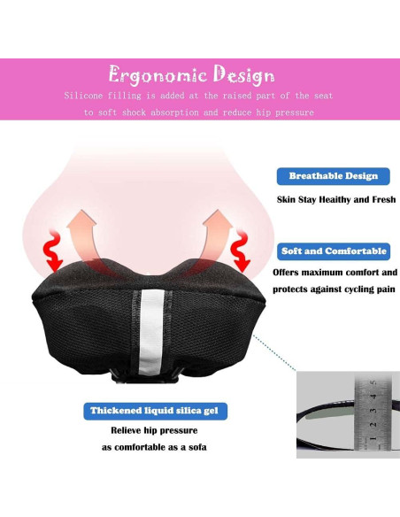 Funda de Cojín de Gel para Asiento de Bicicleta Liyamobu Rosa 22.86x15.24cm Funda de Cojín de Gel para Asiento de Bicicleta Liyamobu Rosa 22.86x15.24cm