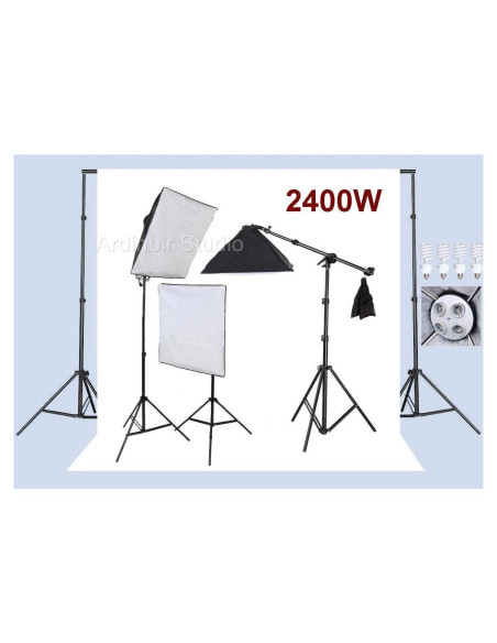 Kit de Iluminación Continua Softbox Ardinbir 2400W con Soporte Kit de Iluminación Continua Softbox Ardinbir 2400W con Soporte