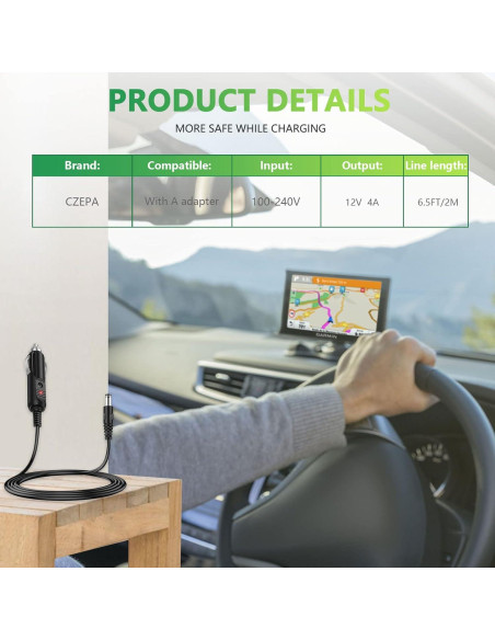 Cargador de coche 12V 4A Czepa con 8 conectores y cable 1.98m Cargador de coche 12V 4A Czepa con 8 conectores y cable 1.98m