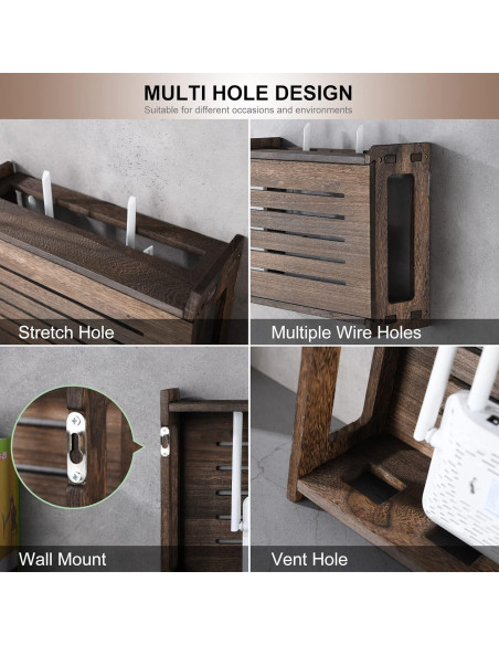 Estante de Madera BEARUT para Router y Regleta 37.8x24.9x13.7 cm Estante de Madera BEARUT para Router y Regleta 37.8x24.9x13.7 cm