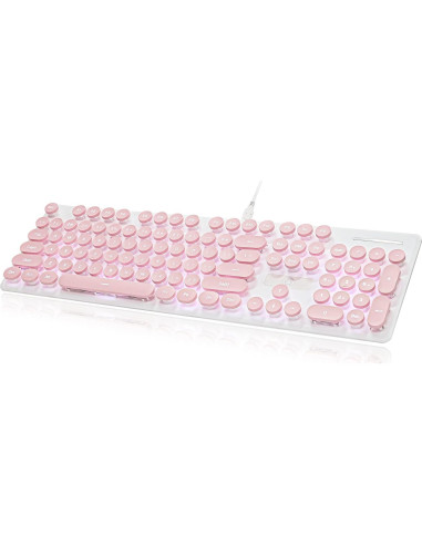 Teclado Membrana Silencioso Mosptnspg V300 Rosa 104 Teclas