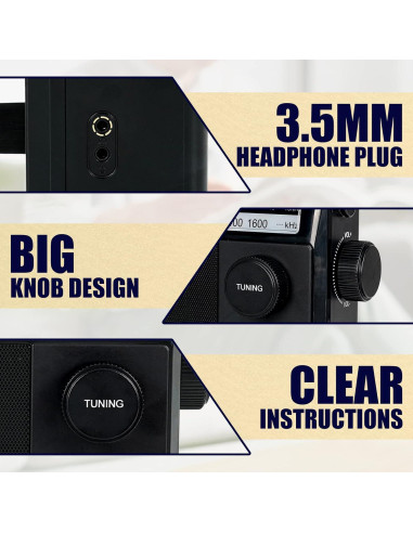 Radio Portátil Retekess TR633 AM FM con Antena Externa