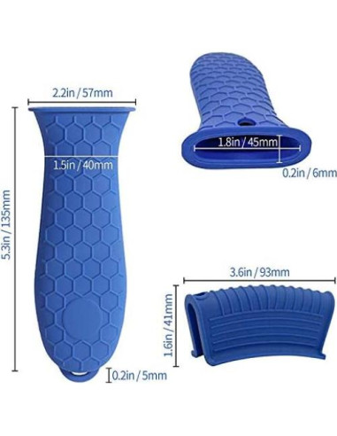 Soporte de Mango de Sartén de Silicona AISIBO 3 Piezas Azul