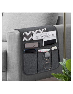 Soporte Organizador de Control Remoto Teniux Gris Oscuro 5 Bolsillos