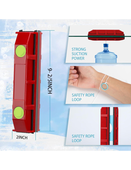 Limpiador de Ventanas Magnético Hotifytools Doble Cara 2.03-2.79 cm Limpiador de Ventanas Magnético Hotifytools Doble Cara 2.03-2.79 cm