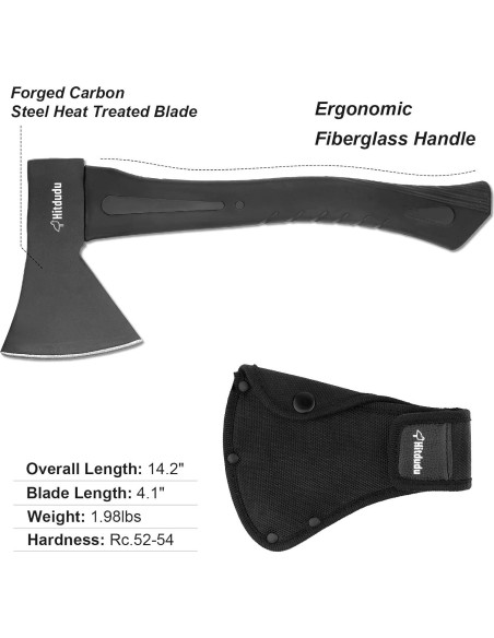 Hacha de Camping Hitdudu 36.07 cm con Funda de Nylon Hacha de Camping Hitdudu 36.07 cm con Funda de Nylon
