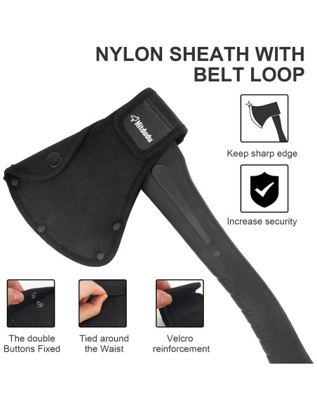 Hacha de Camping Hitdudu 36.07 cm con Funda de Nylon Hacha de Camping Hitdudu 36.07 cm con Funda de Nylon