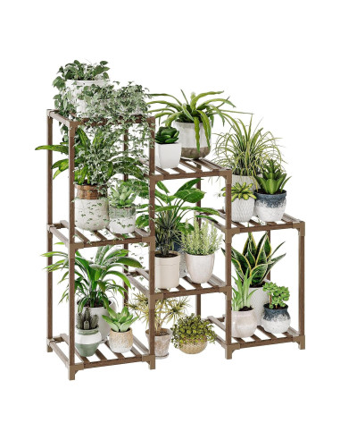 Soporte de Plantas Bamworld 3 Niveles Madera Carbonizada 68 kg