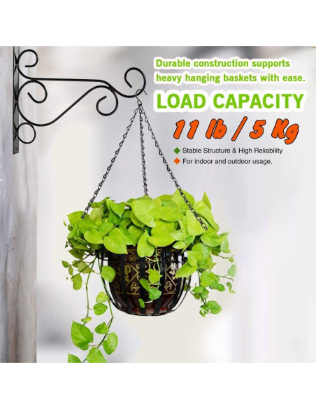 KABB Soportes de Hierro Negro para Plantas Colgantes x2 KABB Soportes de Hierro Negro para Plantas Colgantes x2