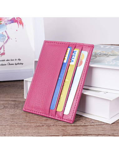 Billetera de Cuero URAQT Minimalista con Bloqueo RFID 6 Tarjetas