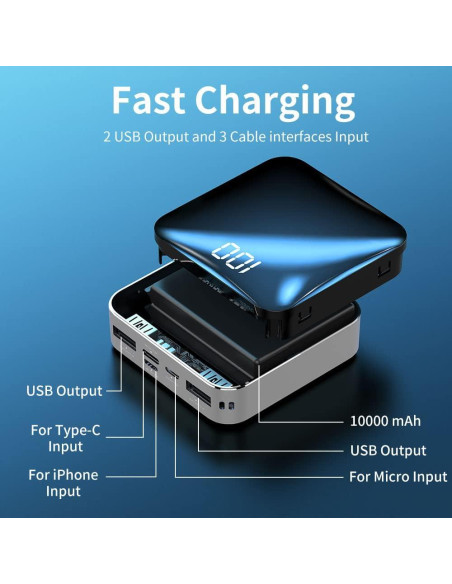 Power Bank T-CORE 10000mAh Cargador Rápido Plata Compacto Power Bank T-CORE 10000mAh Cargador Rápido Plata Compacto