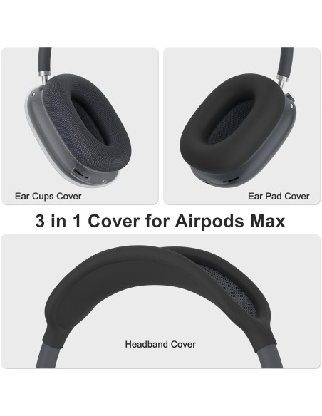 Funda Vanjua 3 en 1 para Auriculares AirPods Max - Silicona Antirayaduras Funda Vanjua 3 en 1 para Auriculares AirPods Max - Silicona Antirayaduras