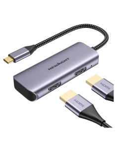 Adaptador USB C a Doble HDMI Newmight 4K 60Hz Gris