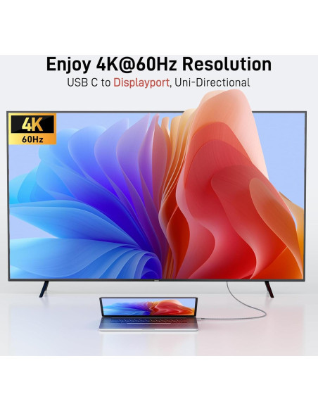 Cable USB C a DisplayPort 2.01m 4K 60Hz Thunderbolt 3/4 Acer Cable USB C a DisplayPort 2.01m 4K 60Hz Thunderbolt 3/4 Acer