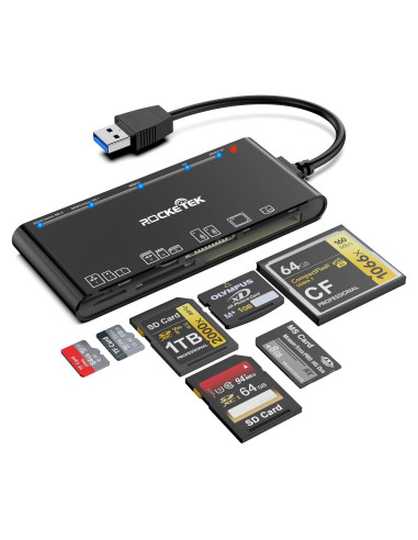 Lector de Tarjetas 7-en-1 Rocketek USB 3.0 para SD/CF/MS