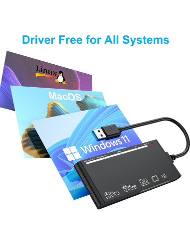 Lector de Tarjetas 7-en-1 Rocketek USB 3.0 para SD/CF/MS